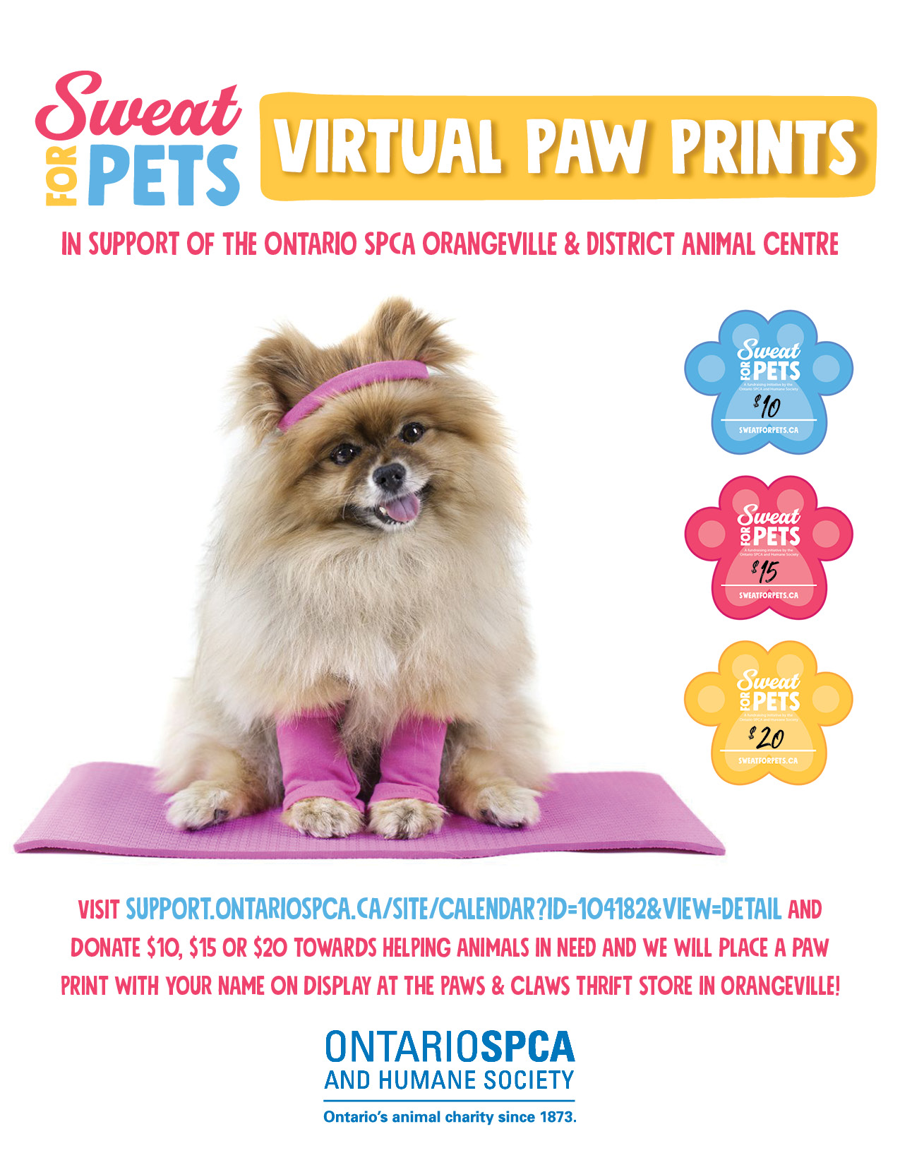 Sweat for Pets Virtual Paw Prints Orangeville